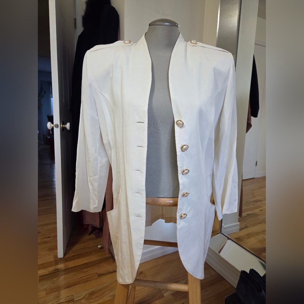 Joseph Ribkoff White Blazer with Gold Accents